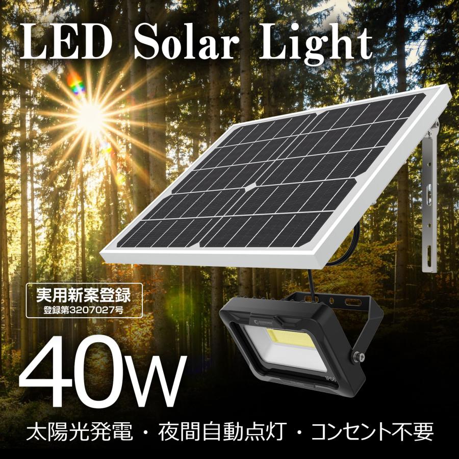 GOODGOODS ソーラーライト 屋外 LED投光器 40W 3500lm 昼光色