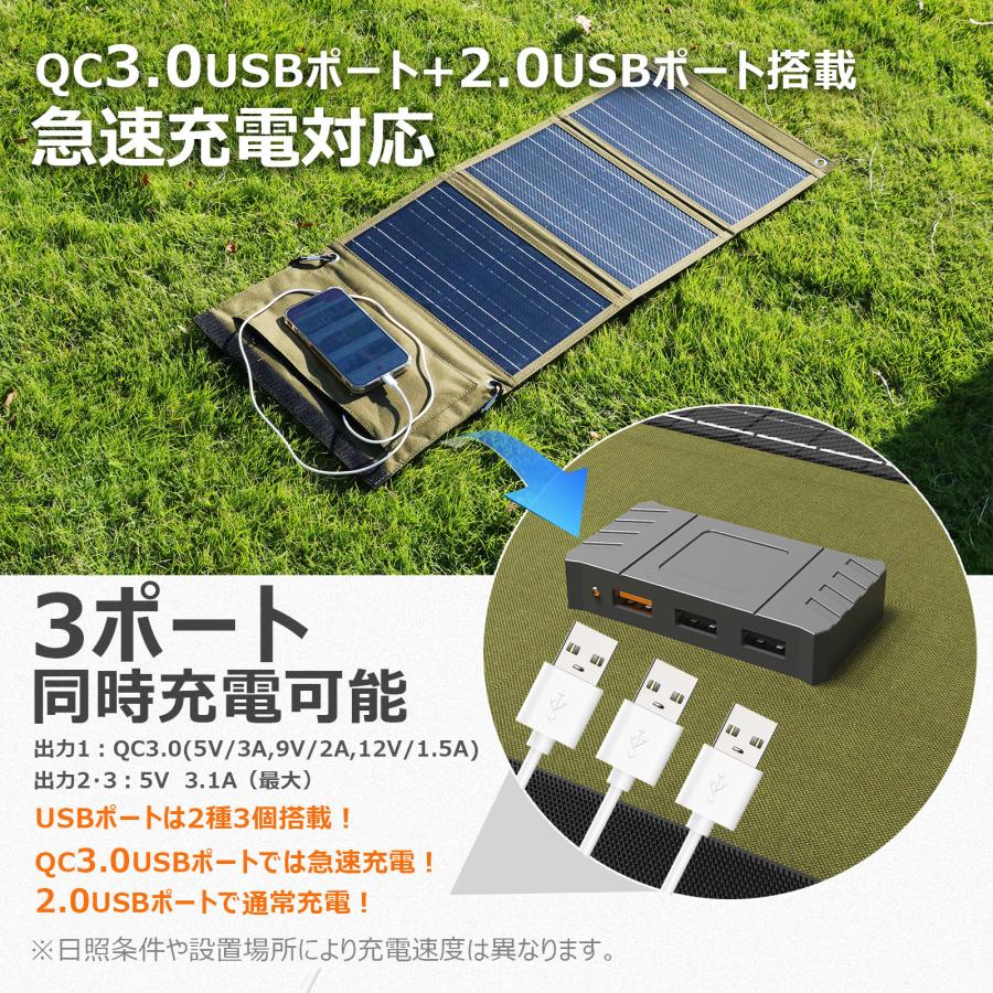 GOODGOODS ソーラーパネル 30W 充電器 防災 電気代 小型 スマホ A4 コンパクト 太陽光パネル 折りたたみ 超薄型 アウトドア キャンプ 緊急  TYH-B3F｜goodgoods-2｜04