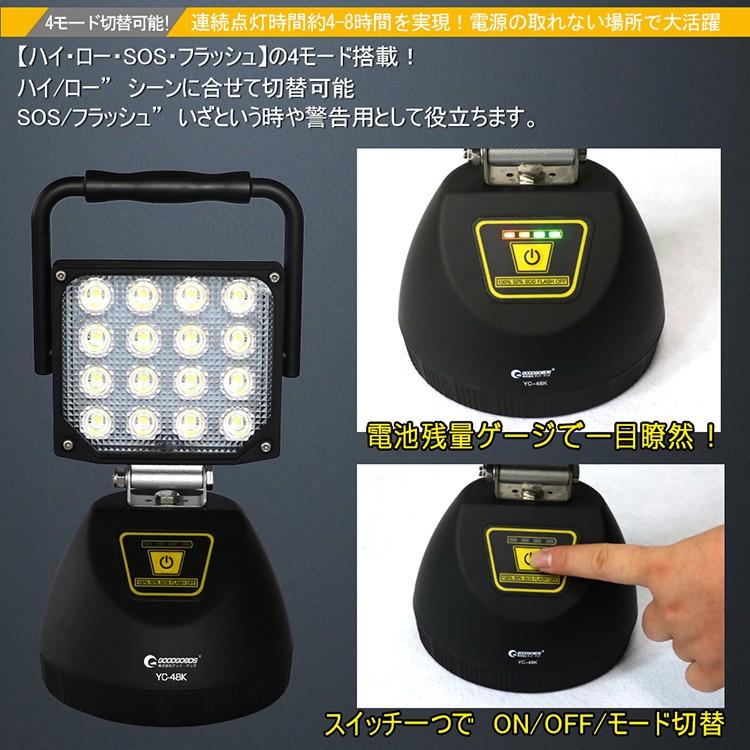 GOODGOODS（グッド・グッズ） LED投光器 48W 充電式 LED作業灯