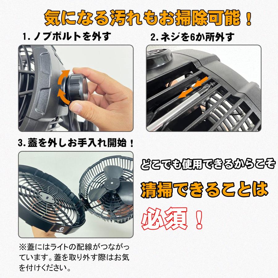 SALE 20W 扇風機 工場扇 ファン 壁掛け マキタバッテリー サーキュレーター LEDライト 熱中症対策 バッテリー着脱 作業灯 コードレス 現場 GOODGOODS YC-B12F｜goodgoods-2｜15