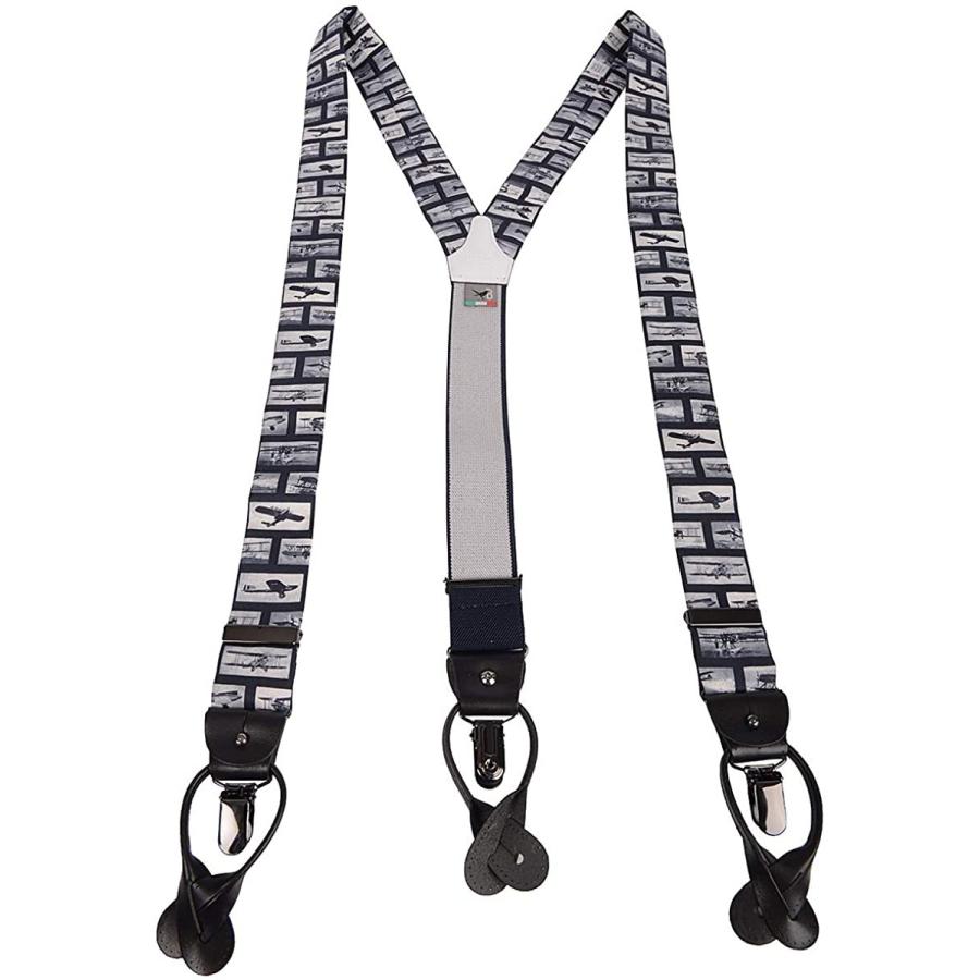 お取り寄せ Bretelleandbraces イタリアハンドメイドサスペンダー ブレイ Y型2in1 ブランド36mm メンズ ブラック ヴィンテージプレーン柄 財布 帽子 ファッション小物