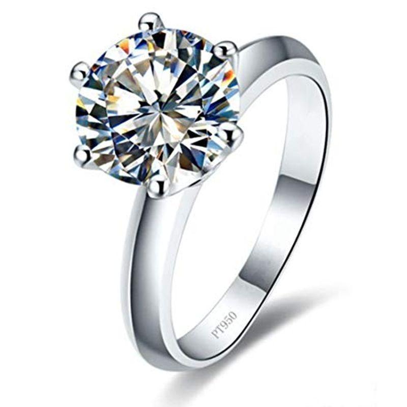 純銀製白金結婚指輪 レディース 婚約指輪 3CTダイヤモンド 白金 宝石 美しいケース