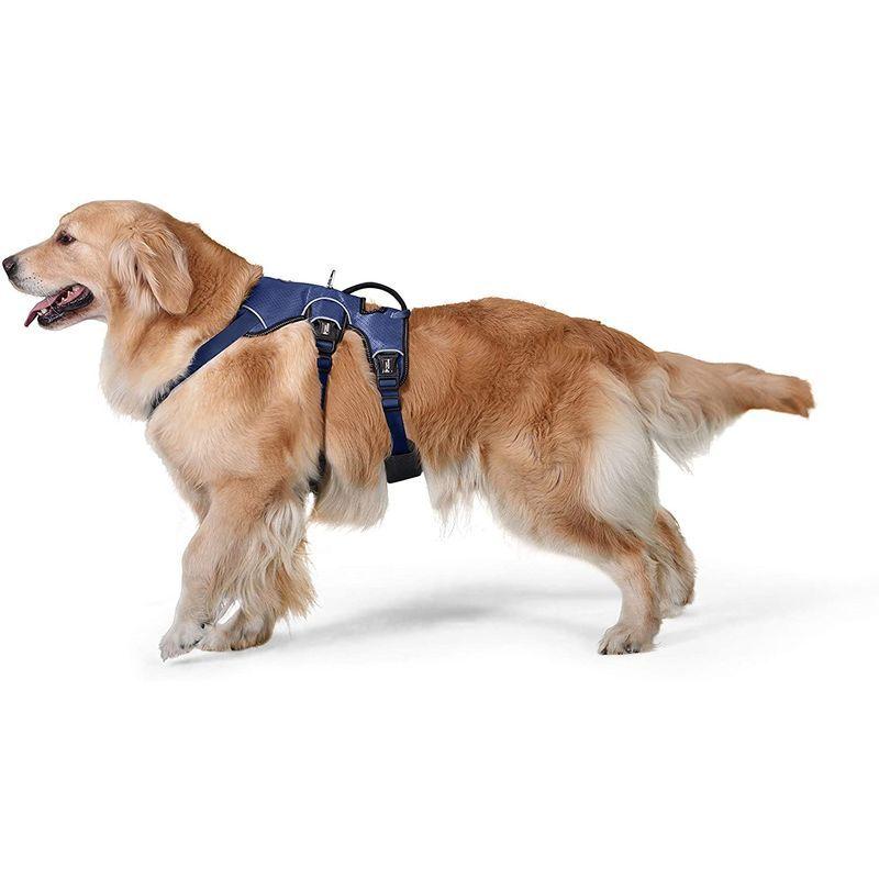 お気に入お気に入TUFF HOUNDハーネス 犬 ソフトメッシュ 軽量 小型犬 中型犬 大型犬 胴輪 反射材 調節可能 通気性 長いバージョン  胴回り38- 首輪、ハーネス、リード
