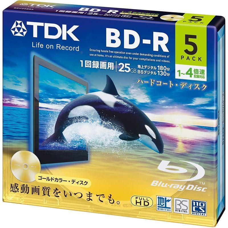 ホットセール TDK 録画用ブルーレイディスク BD-R 25GB 5mmスリムケース 5枚パック 1-4倍速 ゴールドディスク BRV25B5A  外付けハードディスク、ドライブ