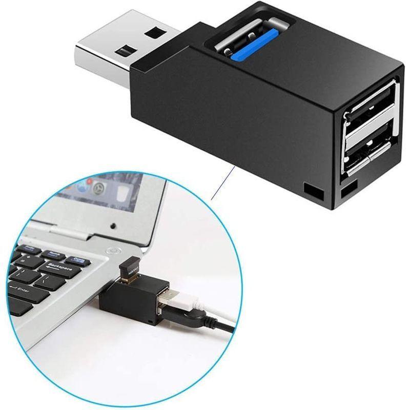 USBハブ、3ポートミニポータブルインラインUSB 2.0ハブ  USB 3.0ハブノートブックPC用の高速スプリッターアダプター拡張USB