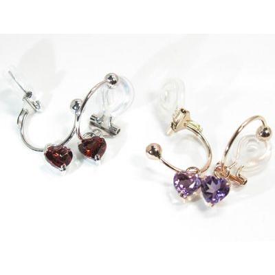 ハートイヤリング アメジスト K10PG ピンクゴールド ガーネット K10WG  