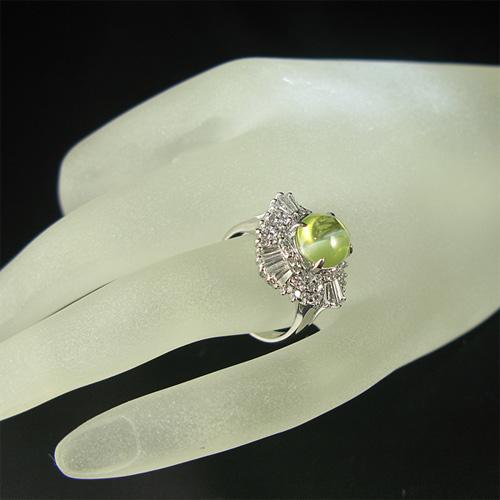 クリソベリルキャッツアイ 4.47ct ダイヤモンド 1.62ct プラチナリング
