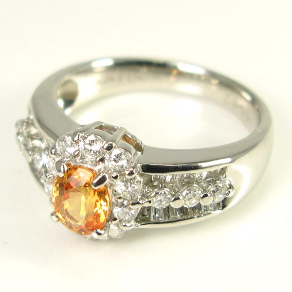 大粒 天然スペサルティンガーネット1ct 天然ダイヤ 0.82ct プラチナ 