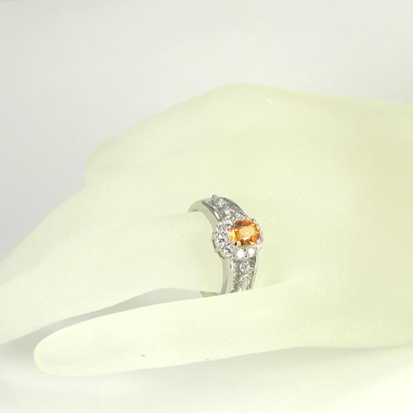 大粒 天然スペサルティンガーネット1ct 天然ダイヤ 0.82ct プラチナ 