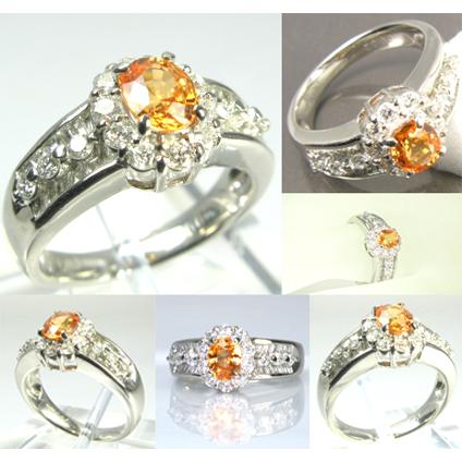 大粒 天然スペサルティンガーネット1ct 天然ダイヤ 0.82ct プラチナ 