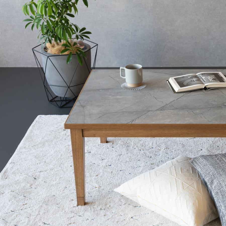 ライトグレー 木目調 こたつ こたつテーブル GOOD LIFE INTERIOR こたつテーブル 長方形 120×70cm モルタル調 石目