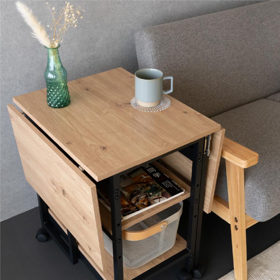 キャスター付き　木製　バタフライテーブル　バタフライワゴン　電源コード付き GOOD LIFE INTERIOR バタフライテーブル キャスター付き 100×50 高さ