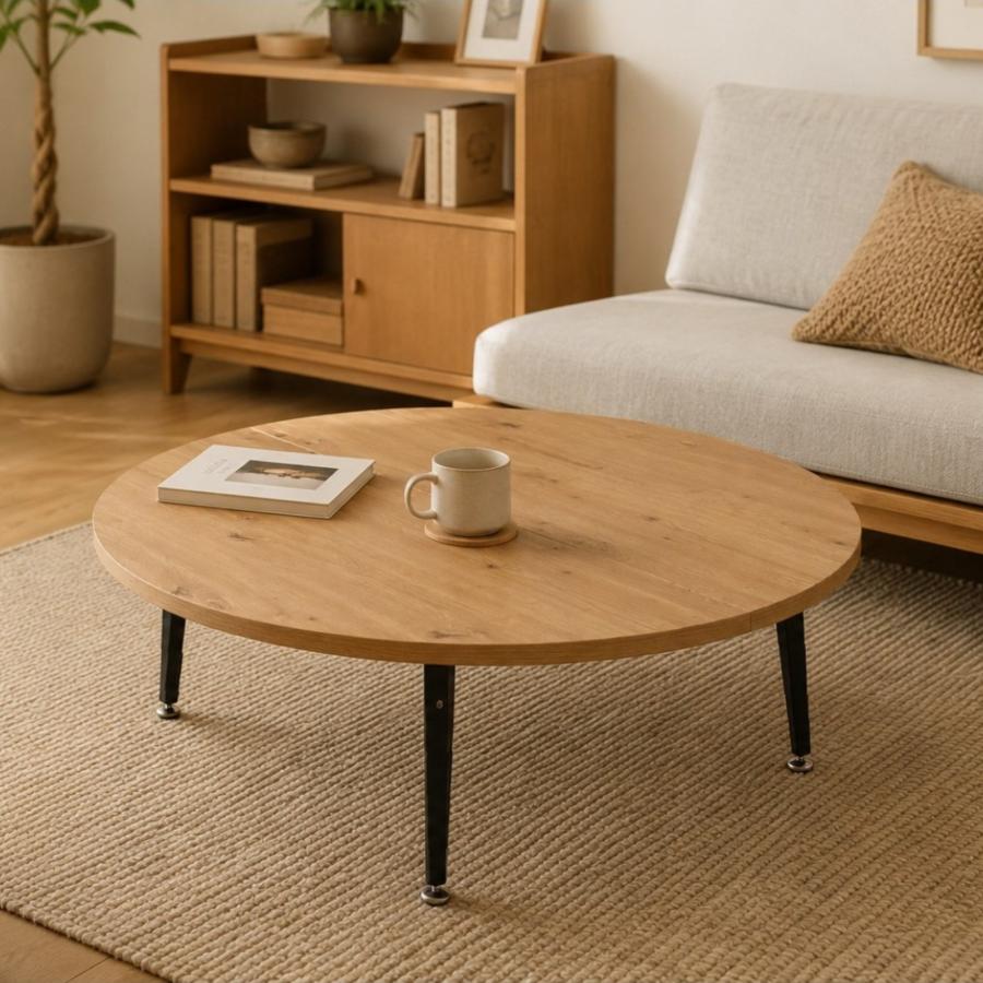 GOOD LIFE INTERIOR 座卓 円形 105cm ローテーブル ちゃぶ台 丸