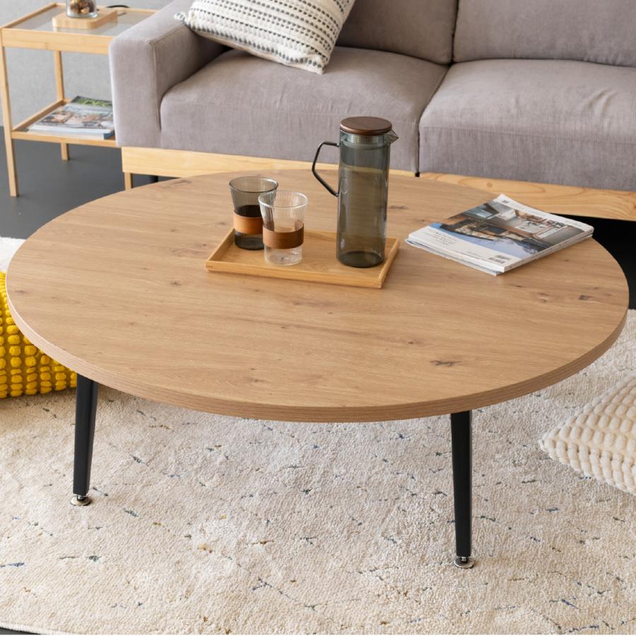 オシャレ　円形　ローテーブル 丸テーブル 木目調 ナチュラル 105cm ウッド GOOD LIFE INTERIOR 座卓 円形 105cm ローテーブル ちゃぶ台 丸
