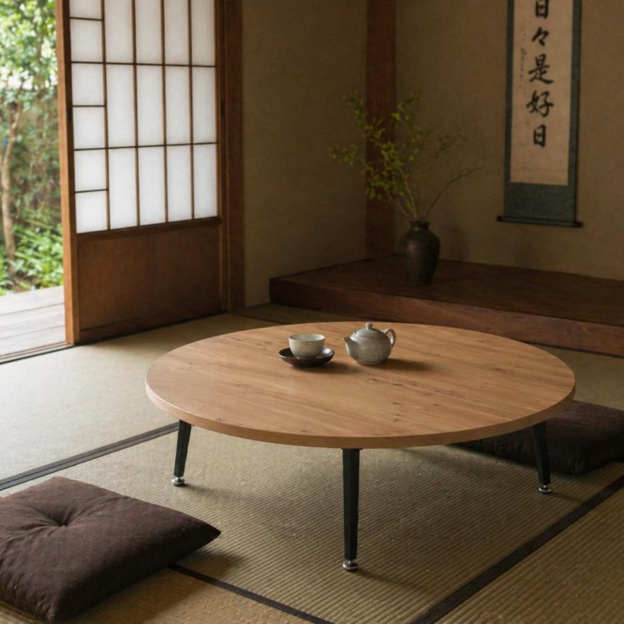 GOOD LIFE INTERIOR 座卓 円形 105cm ローテーブル ちゃぶ台 丸