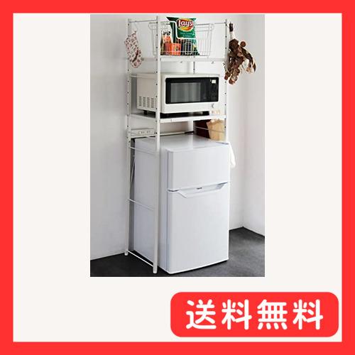 山善(YAMAZEN) レンジラック ゴミ箱上ラック (2口コンセント付き) 全体