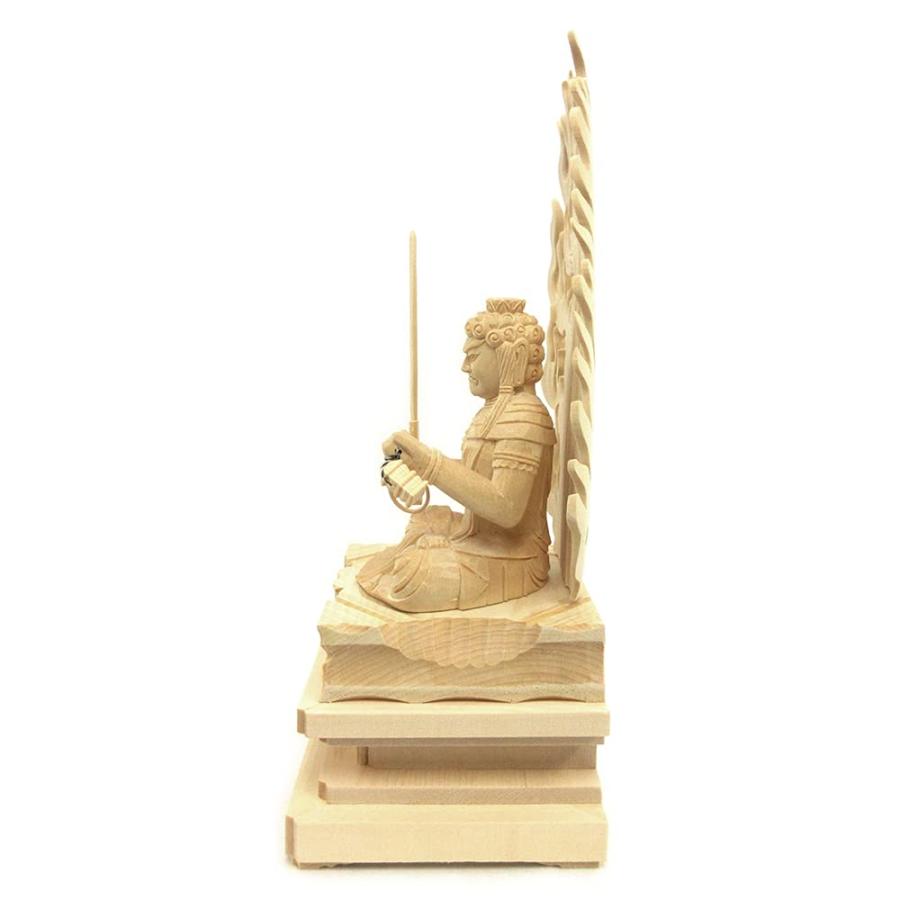 【明王】 【文化勲章】 不動明王座像3.0寸（総高28cm、幅15cm、奥行き11cm）桧木製高級木彫り 火炎光背四
