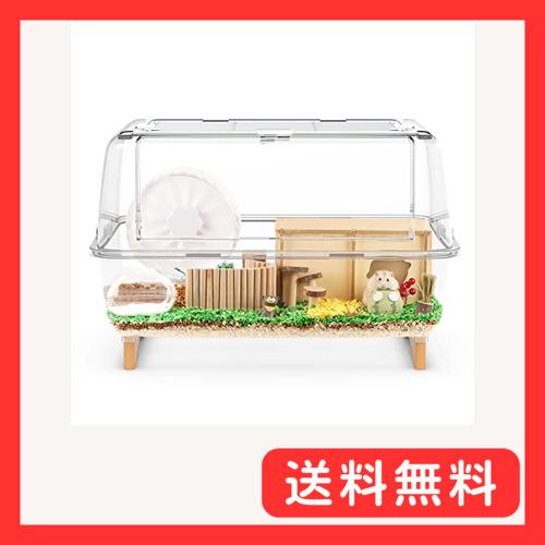 BUCATSTATE ハムスターケージ 650 木脚マット付き 全面クリア 全