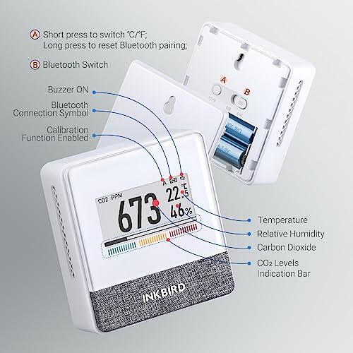 激安売上 INKBIRD Bluetooth室内空気質モニター 二酸化炭素濃度計 温湿度計 気圧計 CO2 温度 相対湿度 気圧