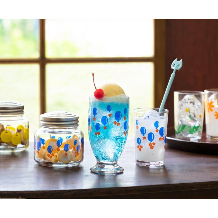 ADERIA 日本製 アデリアレトロ 台つきグラス プリントグラス 335ml