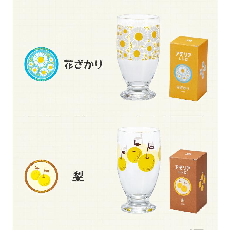 ADERIA 日本製 アデリアレトロ 台つきグラス プリントグラス 335ml