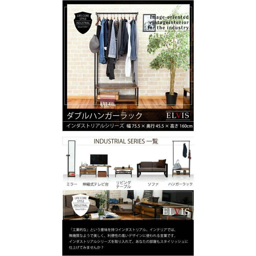 インダストリアル ハンガーラック ダブル 衣類収納 洋服収納 西海岸 