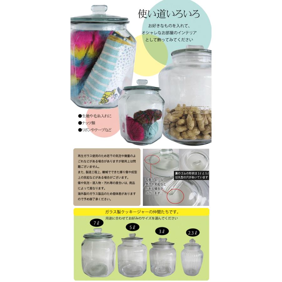 アンティーク風 ガラス製 クッキージャー 5L Mサイズ 専用パッキン付