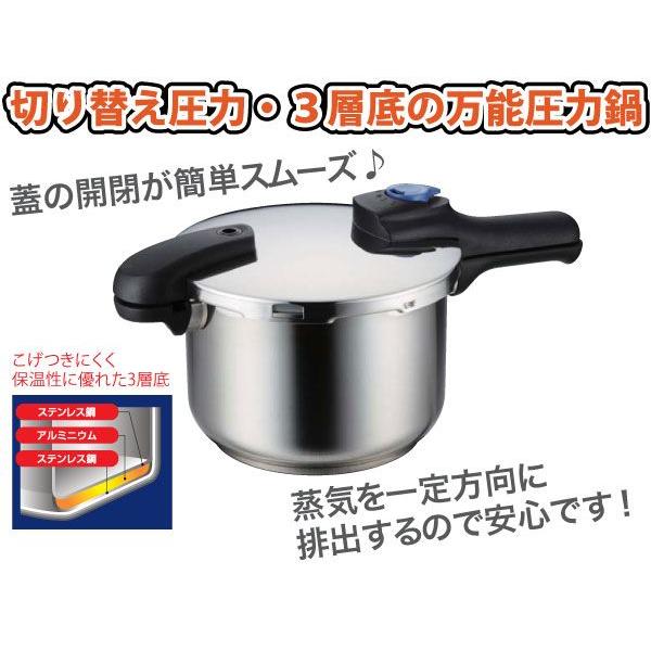 パール金属 圧力鍋3.5L 5合炊 3層底 ダブル圧力 高圧&低圧切り替え式 
