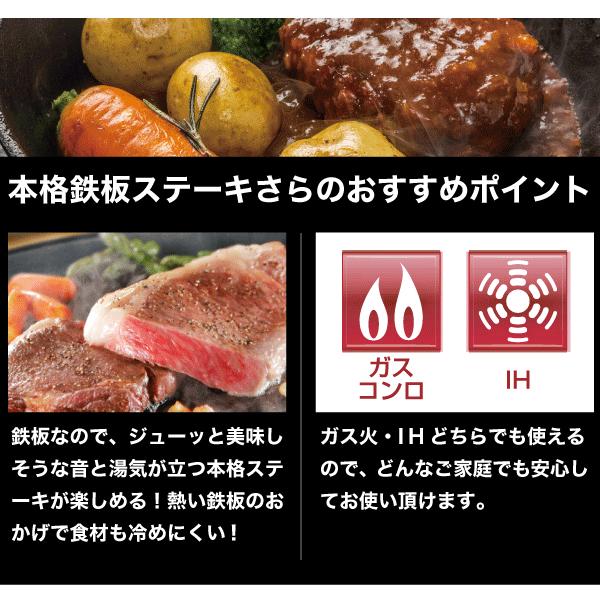 ステーキ皿 20cm 鉄製 木台 専用ハンドル付 IHにも対応 丸型 鉄鋳物製