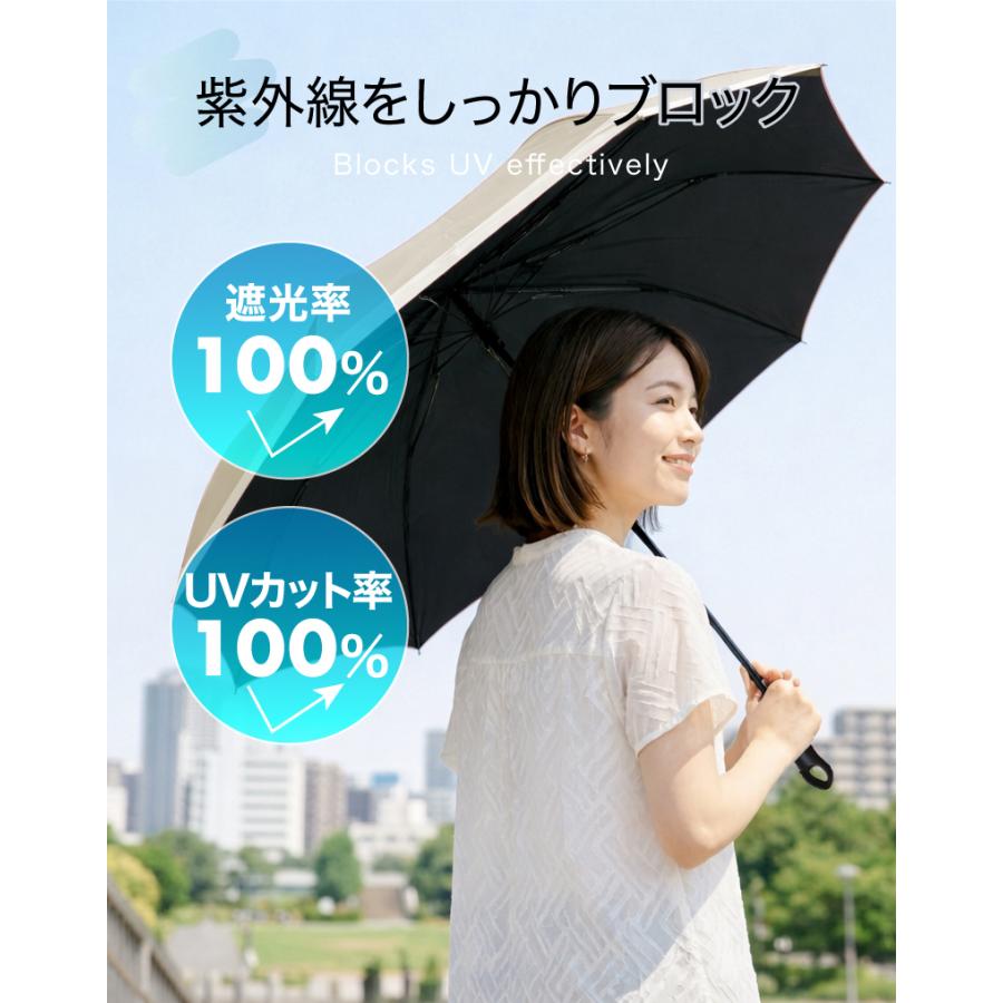 完全遮光】 日傘 折りたたみ 晴雨兼用 自動開閉 UVカット 100% 超軽量