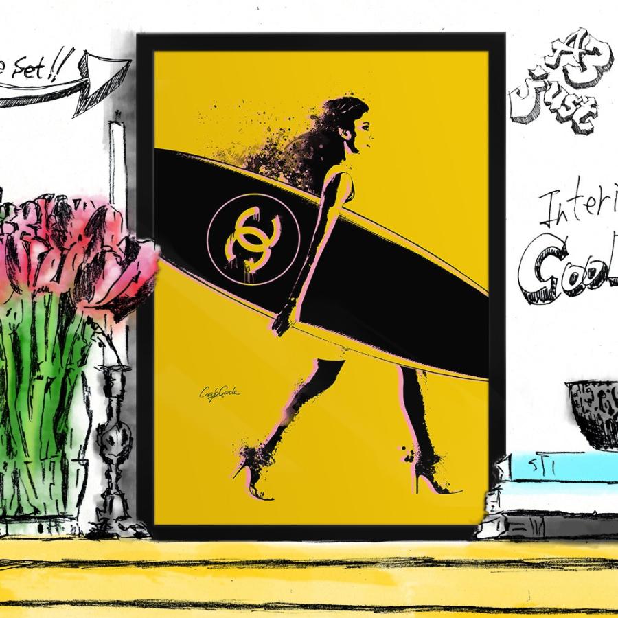 アートポスター（キャンバス） ブランド オマージュ シャネル サーフィン A3 クレイグガルシア Picky 02 | 