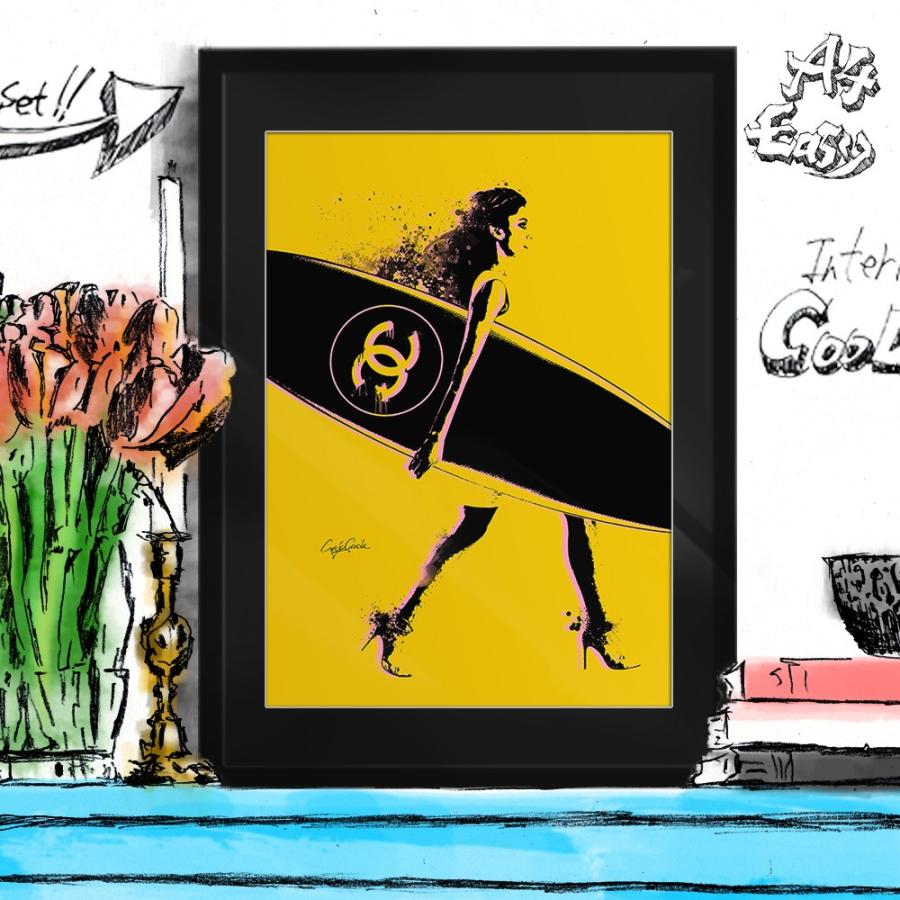 アートポスター（キャンバス） ブランド オマージュ シャネル サーフィン A4 クレイグガルシア Picky 02 | 