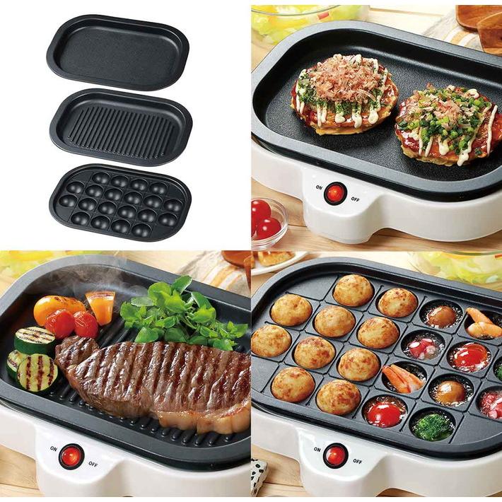 3in1 着脱式 グリル プレート 3種 たこ焼き 焼肉 お好み焼き ホット