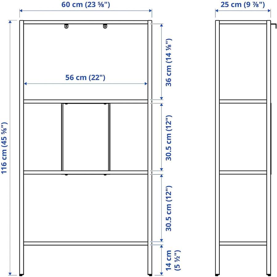 イケア（IKEA） BAGGEBO シェルフユニット メタル/ホワイト, 60x25x116