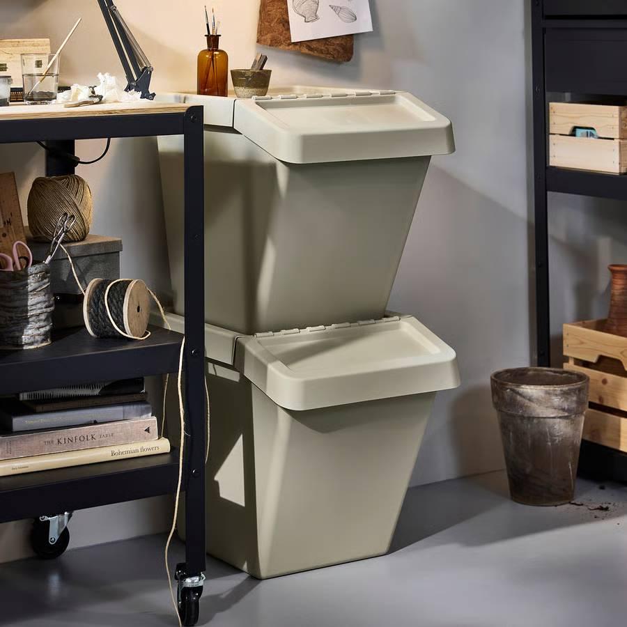 イケア（IKEA） SORTERA 分別ゴミ箱 ふた付, ベージュ60L : goodmall