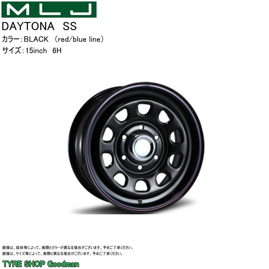 デイトナSS 15×6.5J インセット 40 6穴 P.C.D 139.7 ブラック (赤・青ライン) MLJ ハイエース200系  (ホイール単品)(個人宅不可)(15インチ)(6.5-15 +40 6/139)  :mlj-dayss-bkrb-15-65-40-6-139:Goodman -