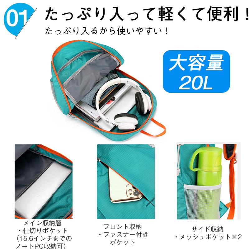 折りたたみリュック エコバッグ ナップサック 軽量 撥水 アウトドア