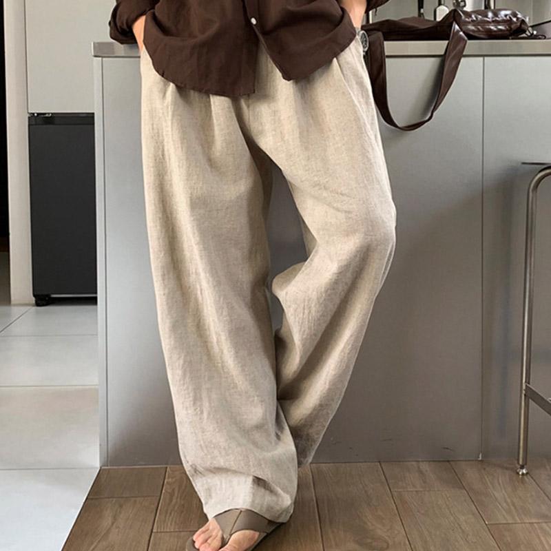 メンズ リネンパンツ ワイドパンツ 綿麻風 ストレート ゆったり