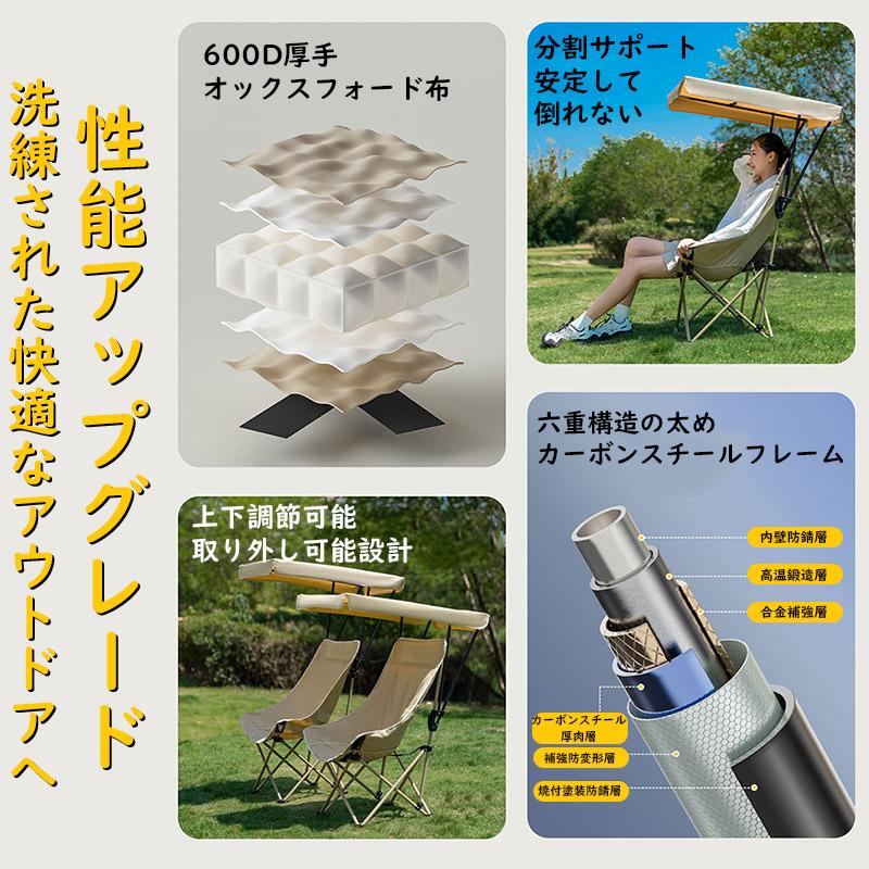 アウトドアチェア 折りたたみ 日よけ付き ハイバック キャンプチェア