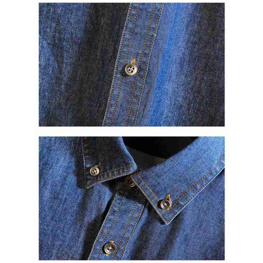 デニムシャツ メンズ 長袖 長袖シャツ ウエスタンシャツ ウォッシュ加工 デニム 生地 カジュアル |  | 09