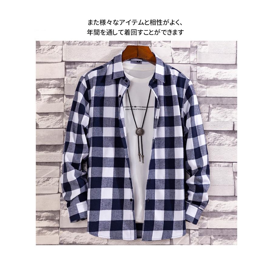 チェックシャツ 開襟シャツ カジュアルシャツ メンズ ネルシャツ チェック柄 長袖シャツ 服 お洒落 リラックス カジュアル 通勤 |  | 10