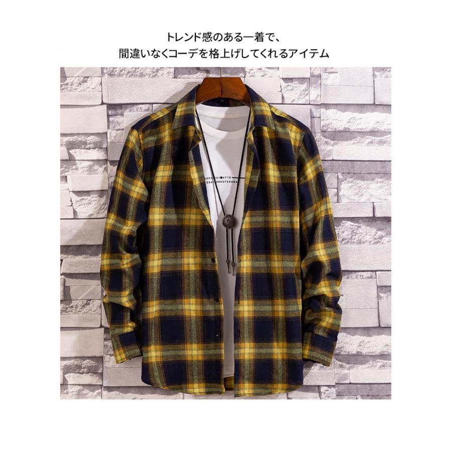 チェックシャツ 開襟シャツ カジュアルシャツ メンズ ネルシャツ チェック柄 長袖シャツ 服 お洒落 リラックス カジュアル 通勤 |  | 11