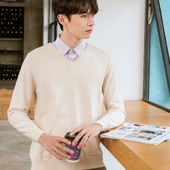 ニットセーター メンズ クルーネック Vネック 2type 長袖 トップス プルオーバー 無地 シンプル 秋冬 代引不可 |  | 27
