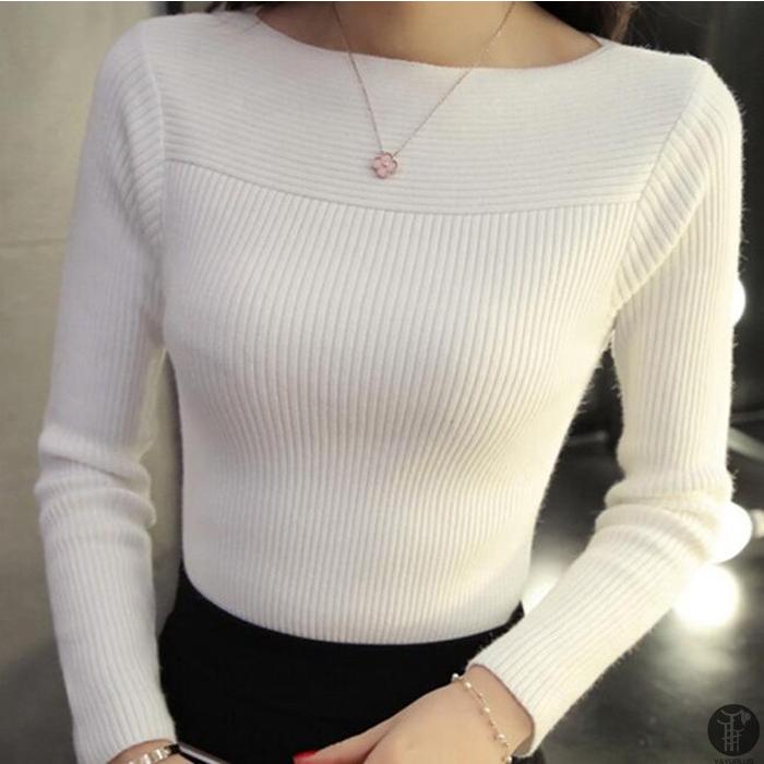 ニット ボートネック リブ編み タイト レデイース セーター シンプル インナー 秋 春 冬 新作 |  | 15