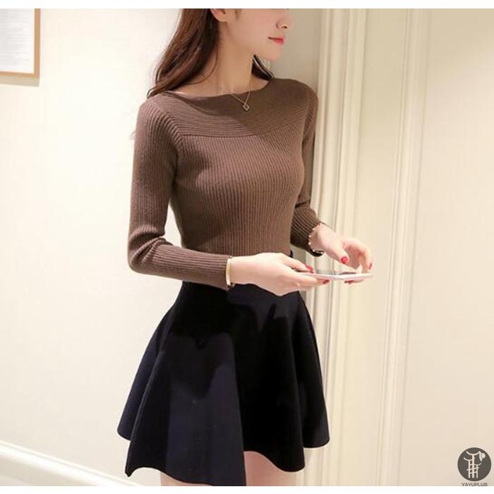 ニット ボートネック リブ編み タイト レデイース セーター シンプル インナー 秋 春 冬 新作 |  | 23