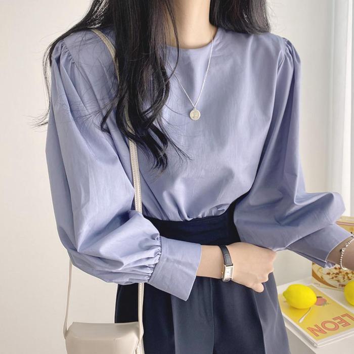 ブラウス バルーン袖 レディース シャツ プルオーバー ボリューム袖