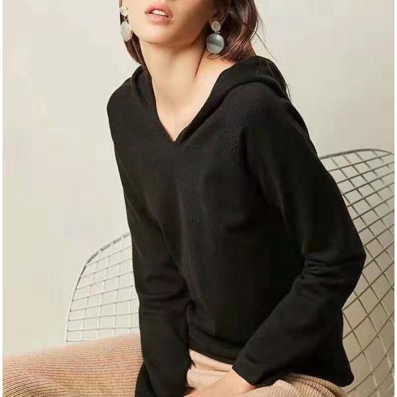 ニットパーカー レディース ニット パーカー Vネック フード付き トップス 長袖 プルオーバー 秋物 冬物 無地 カジュアル 女性用 可愛い 着回し 代引不可 |  | 10