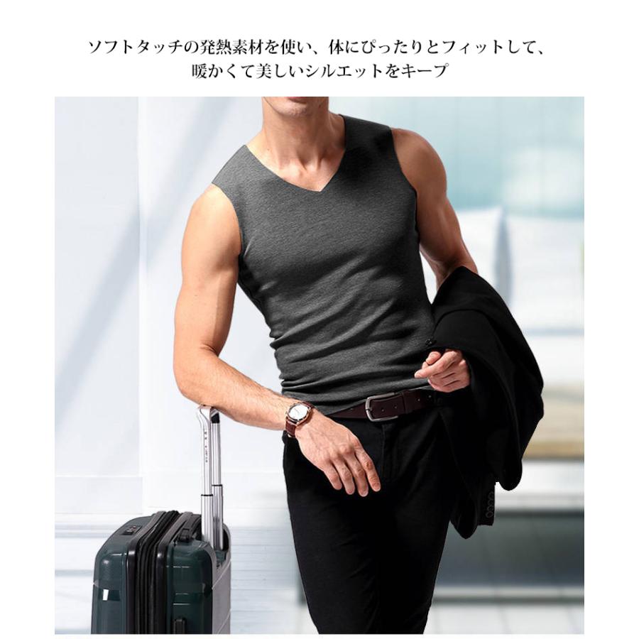 発熱インナー タンクトップ メンズ インナー トップス 肌着 ノースリーブ 下着 保温 暖かい 防寒 冬対策 |  | 08