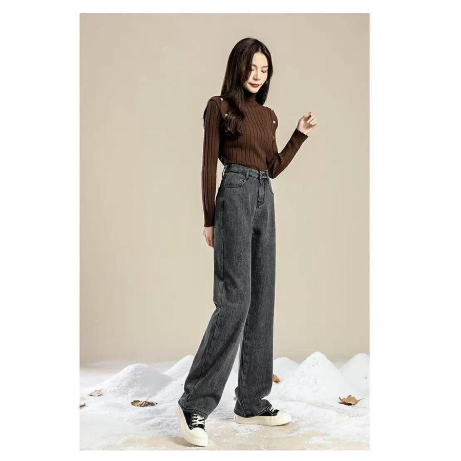 デニムパンツ レディース 裏起毛 ジーンズ ゆったり 厚手 裏起毛パンツ ストレート 保温 ジーパン 防寒 暖かい ワイドパンツ |  | 13