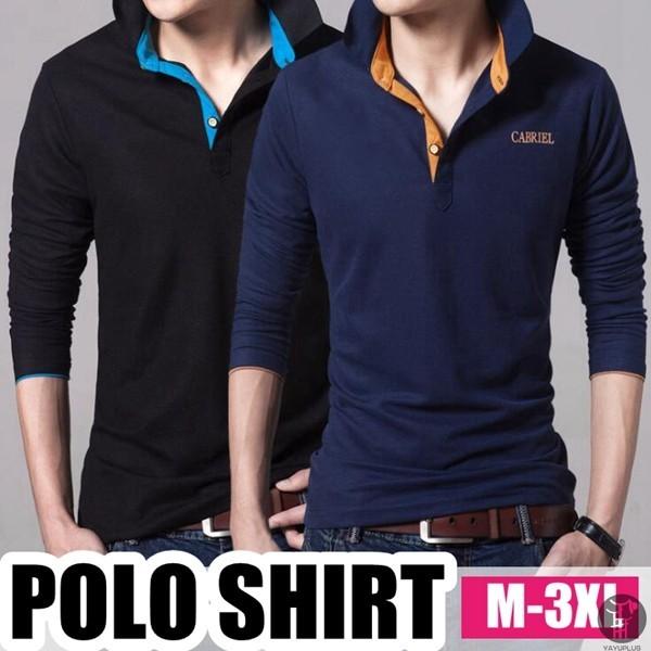 ポロシャツ メンズ シャツ 長袖ポロシャツ バイカラー クールビズ 無地 ポロ 長袖 shirt アメカジ 制服 スポーツ 代引不可 | 